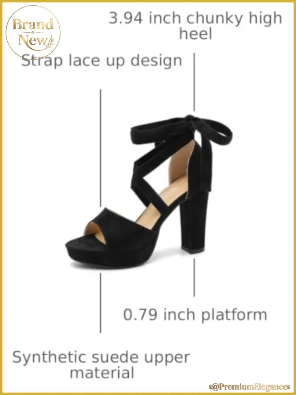 Women's Strappy Platform Sandals Chunky High Heel Lace-Up Ankle Tie Open Toe